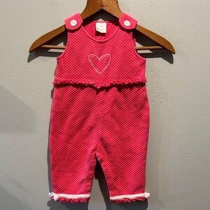 Hanna Andersson size 70 Pink Baby Romper with Heart Design Waffle Textured
